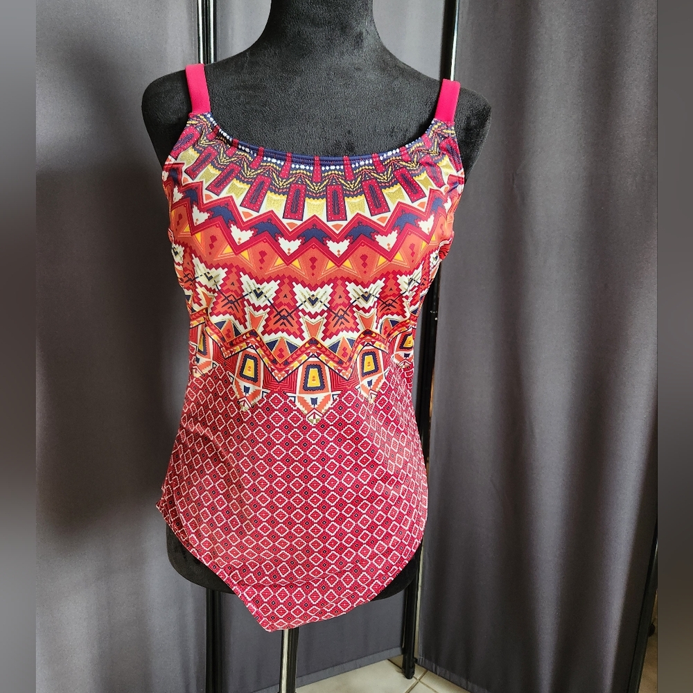 Vibrant Red and Pink One Piece Swimsuit for Effortless Elegance